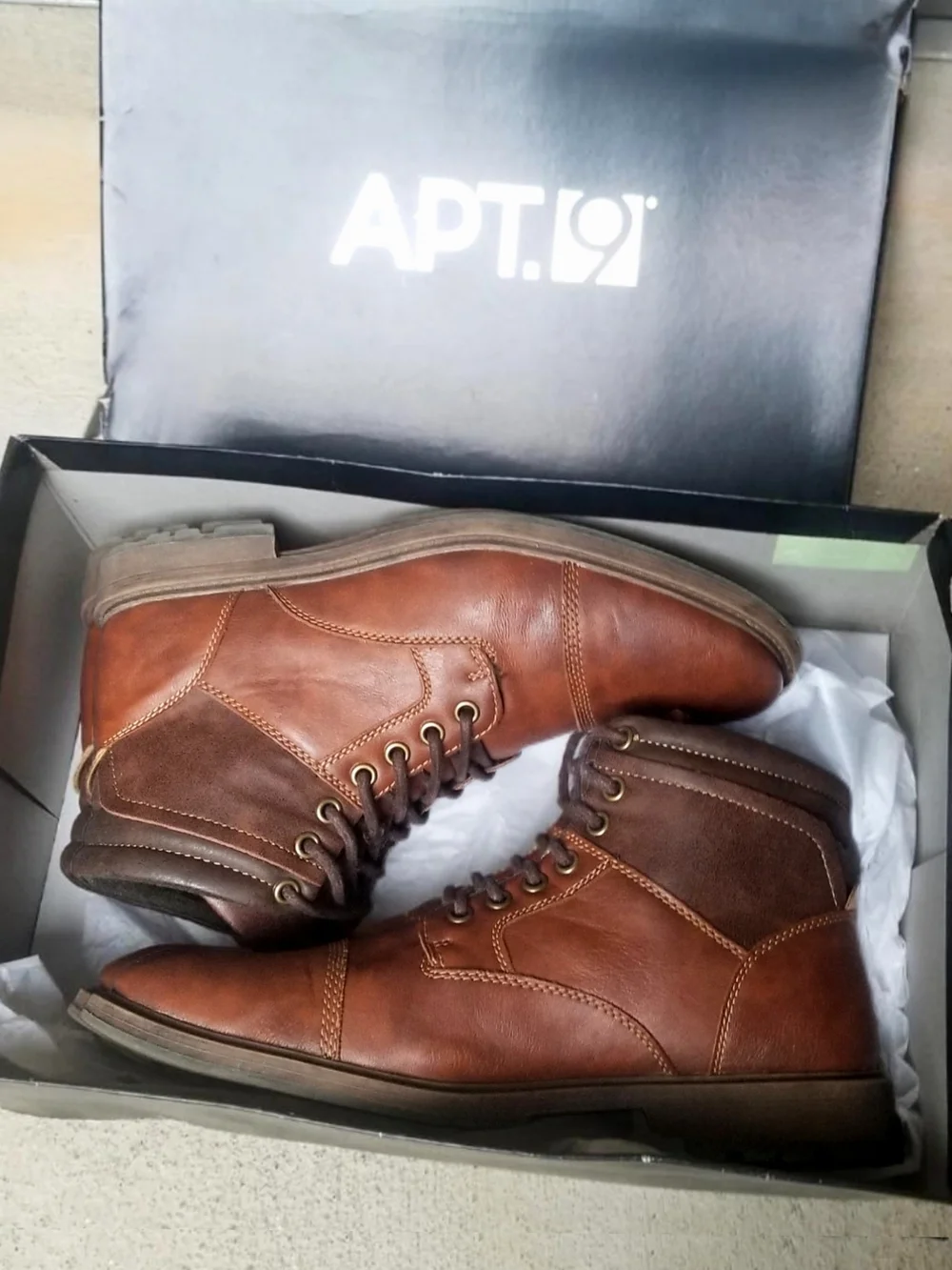 w/ Box Men's 8 Service Boots Chestnut Brown Cap Toe Chukka Wool Faux Leather